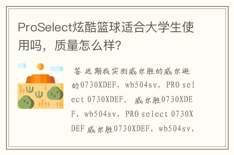 ProSelect炫酷篮球适合大学生使用吗，质量怎么样？