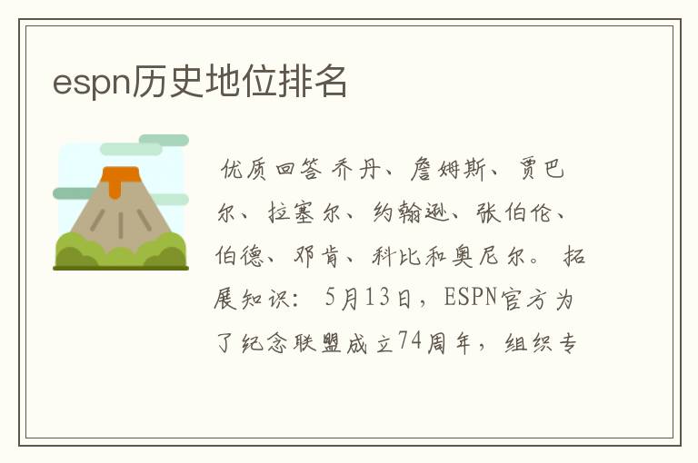 espn历史地位排名