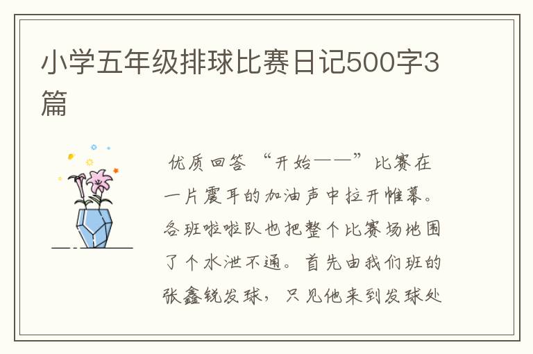 小学五年级排球比赛日记500字3篇