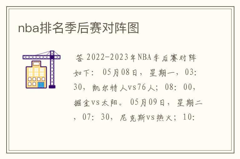 nba排名季后赛对阵图