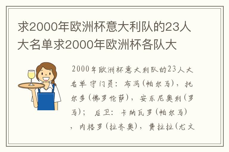 求2000年欧洲杯意大利队的23人大名单求2000年欧洲杯各队大