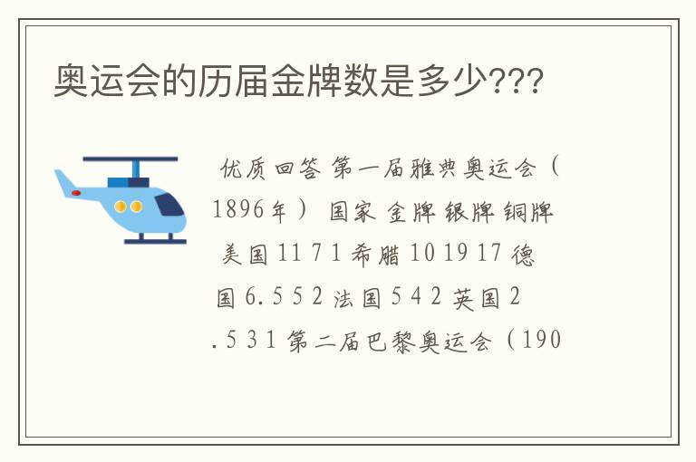 奥运会的历届金牌数是多少???