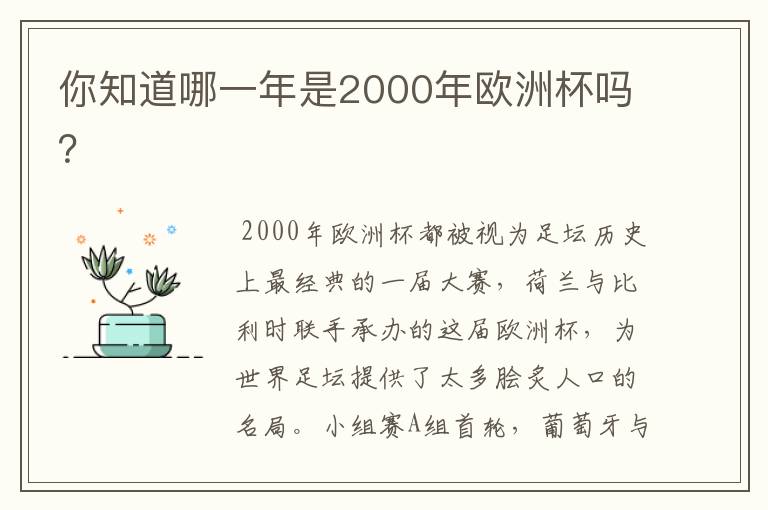 你知道哪一年是2000年欧洲杯吗？