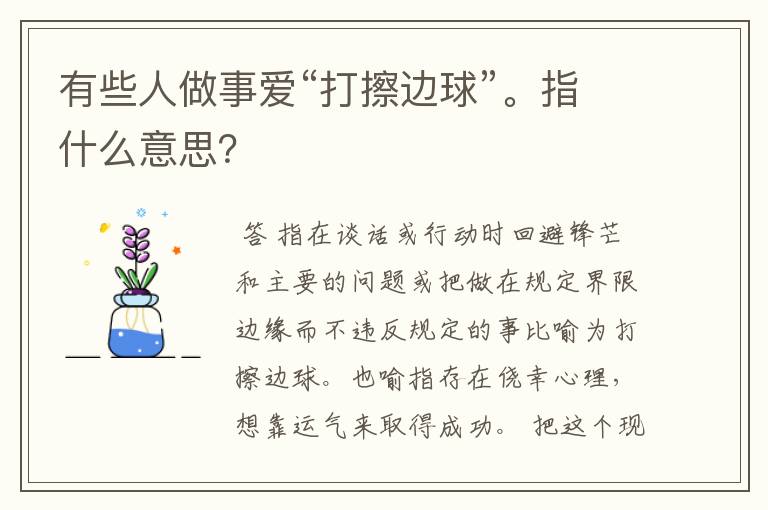 有些人做事爱“打擦边球”。指什么意思？