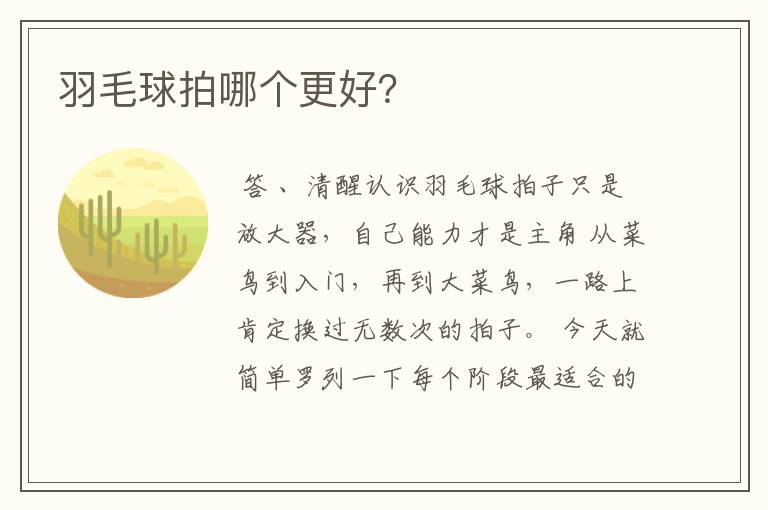 羽毛球拍哪个更好？