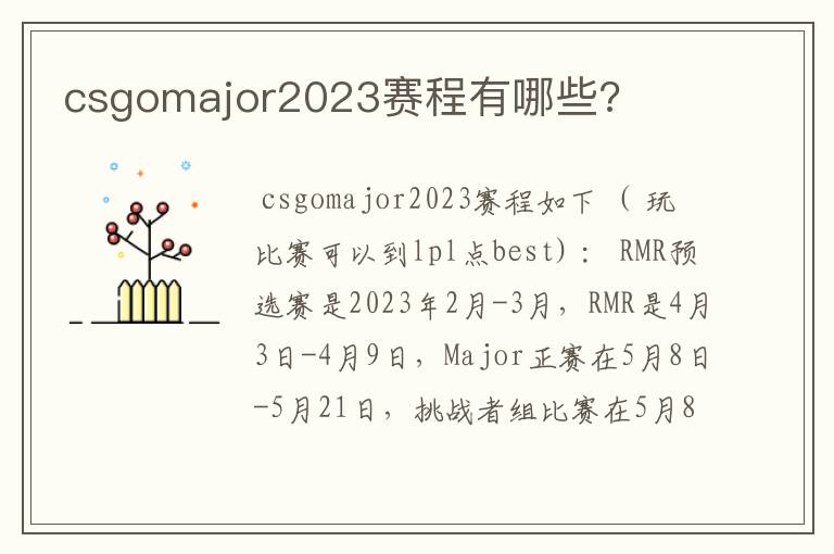 csgomajor2023赛程有哪些?