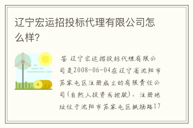 辽宁宏运招投标代理有限公司怎么样？