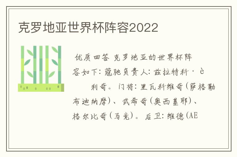 克罗地亚世界杯阵容2022