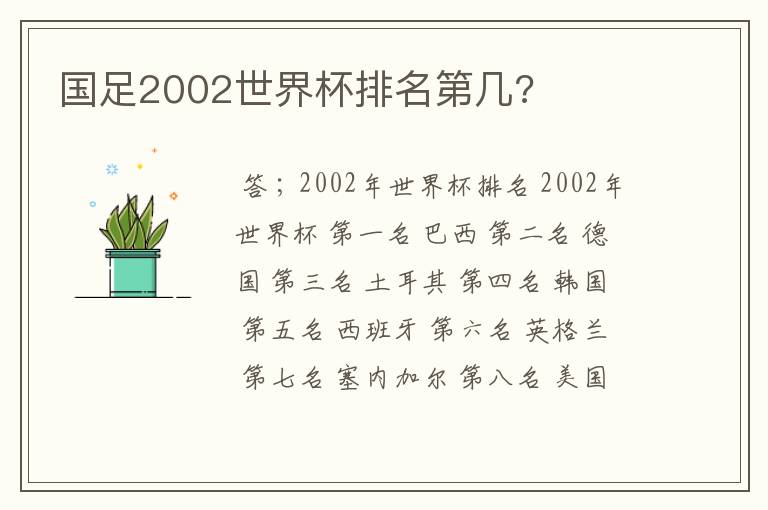 国足2002世界杯排名第几?