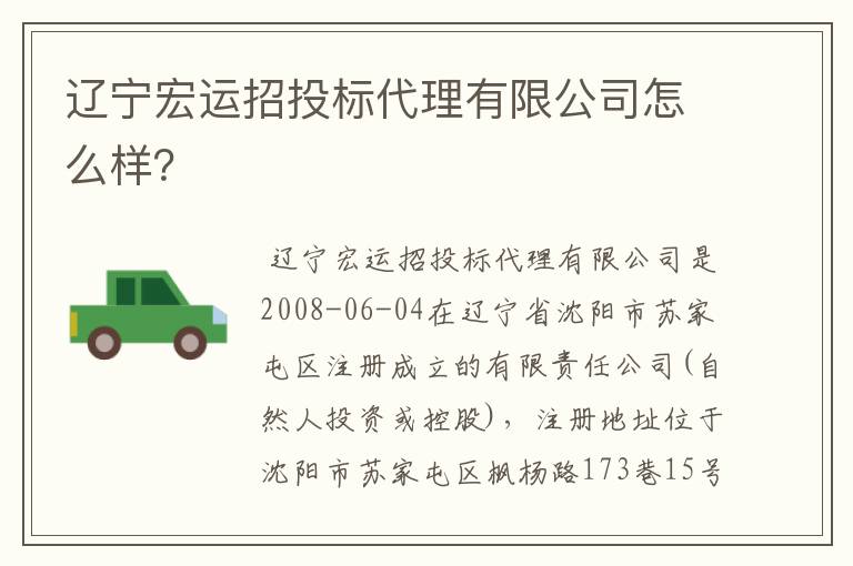 辽宁宏运招投标代理有限公司怎么样？