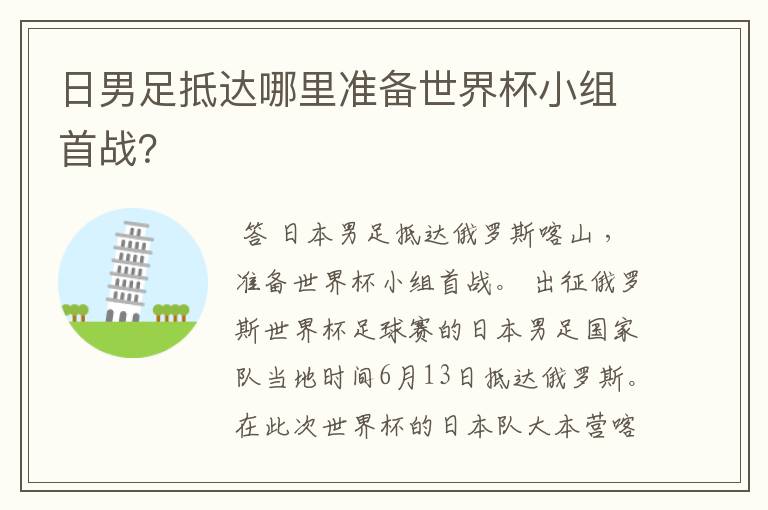 日男足抵达哪里准备世界杯小组首战？