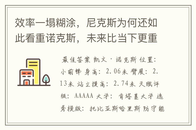 效率一塌糊涂，尼克斯为何还如此看重诺克斯，未来比当下更重要