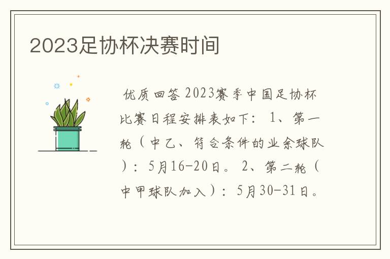 2023足协杯决赛时间