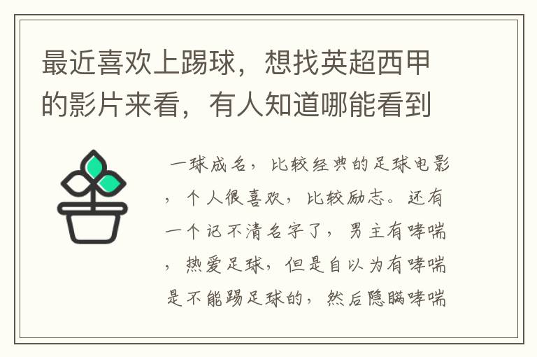 最近喜欢上踢球，想找英超西甲的影片来看，有人知道哪能看到吗