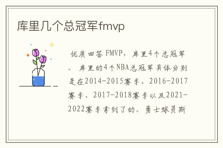 库里几个总冠军fmvp