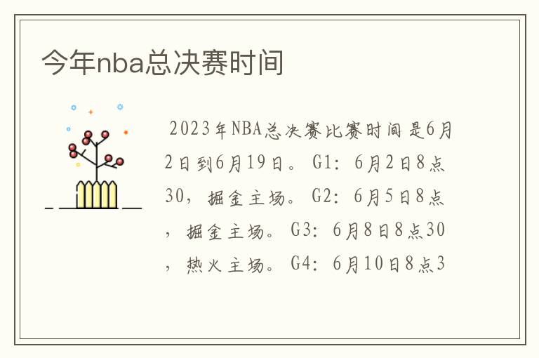 今年nba总决赛时间