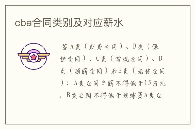 cba合同类别及对应薪水