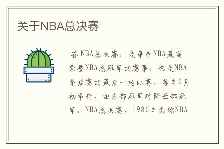 关于NBA总决赛