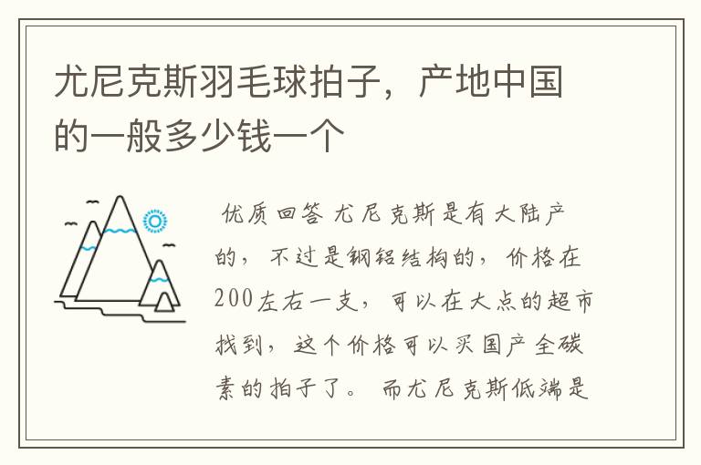 尤尼克斯羽毛球拍子，产地中国的一般多少钱一个