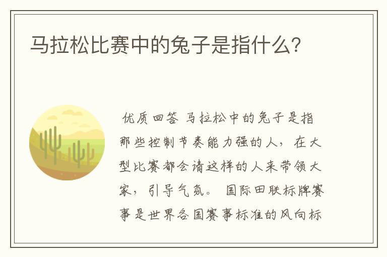 马拉松比赛中的兔子是指什么？