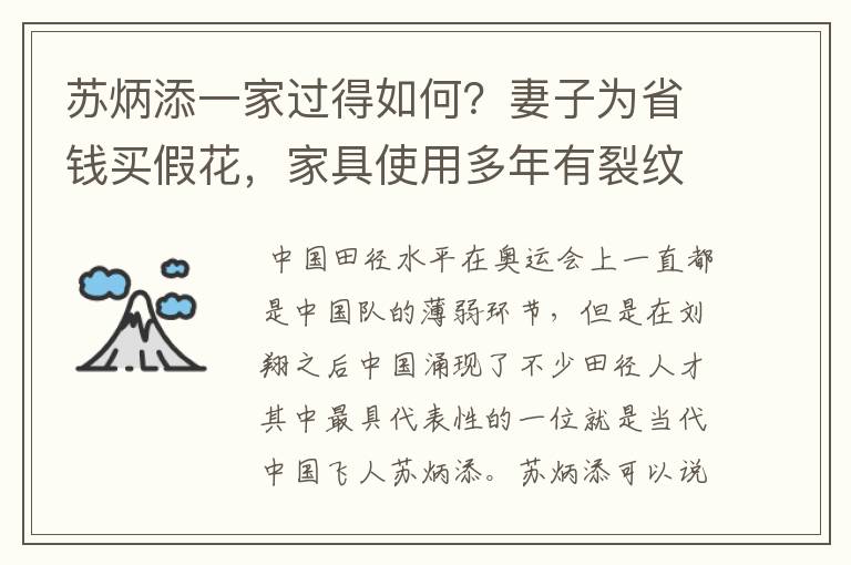 苏炳添一家过得如何？妻子为省钱买假花，家具使用多年有裂纹