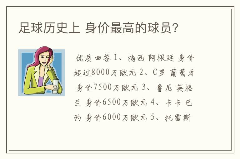 足球历史上 身价最高的球员？