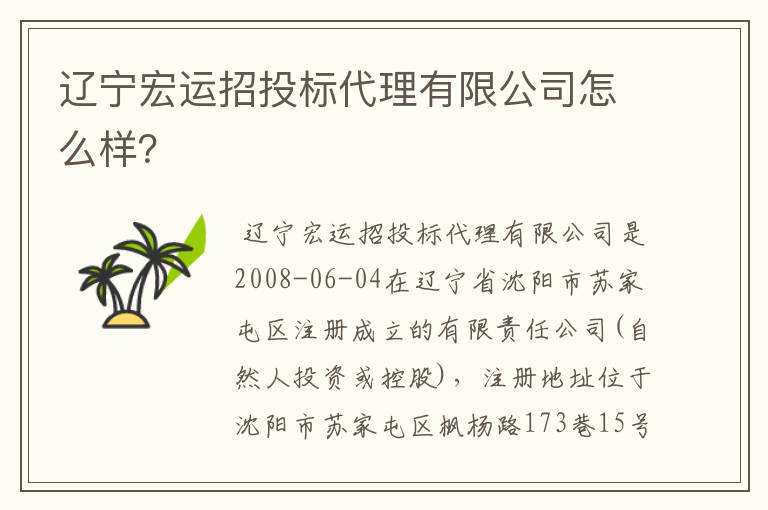 辽宁宏运招投标代理有限公司怎么样？