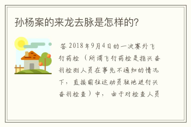 孙杨案的来龙去脉是怎样的？