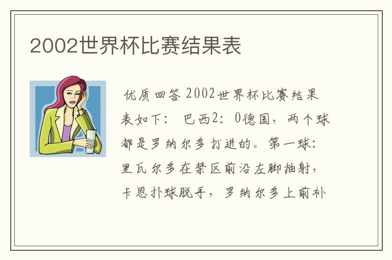 2002世界杯比赛结果表