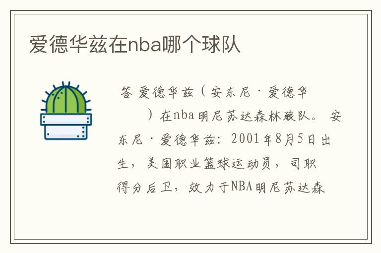 爱德华兹在nba哪个球队