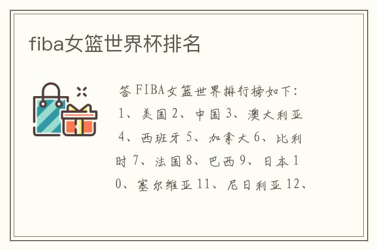 fiba女篮世界杯排名