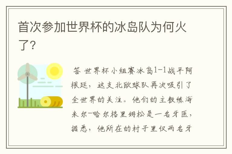 首次参加世界杯的冰岛队为何火了?