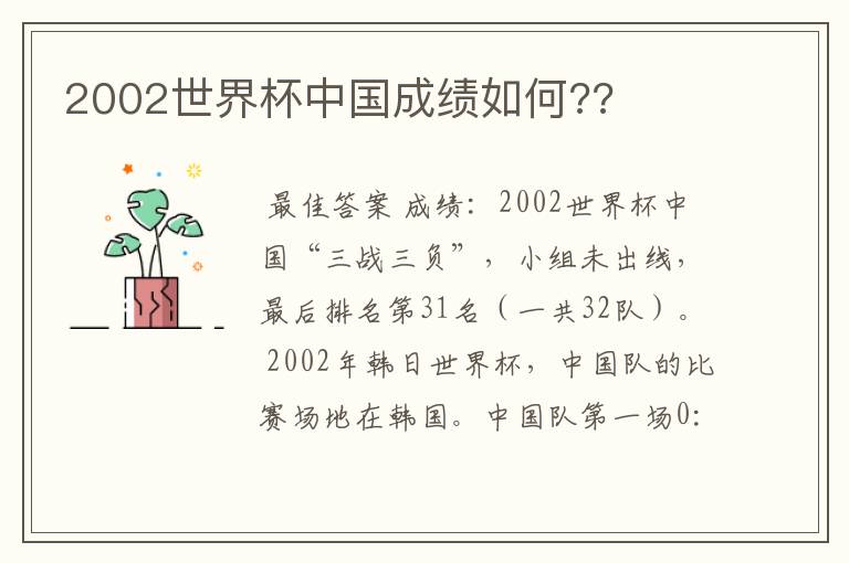 2002世界杯中国成绩如何??