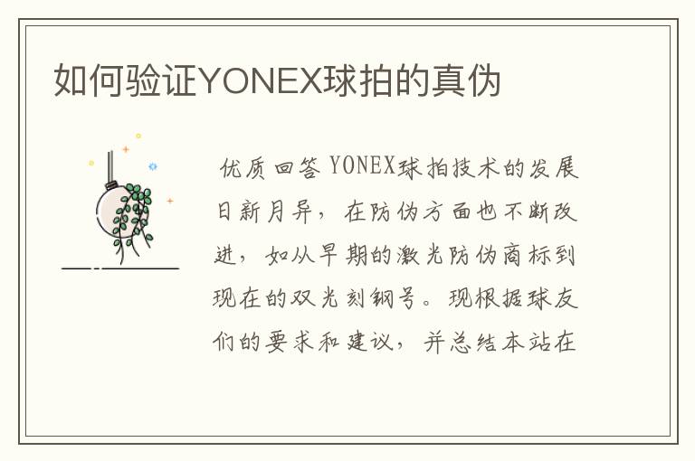 如何验证YONEX球拍的真伪