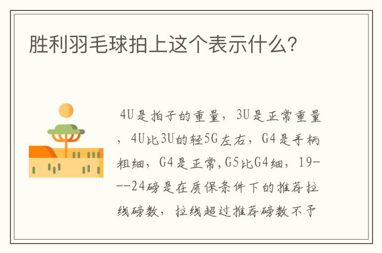 胜利羽毛球拍上这个表示什么？