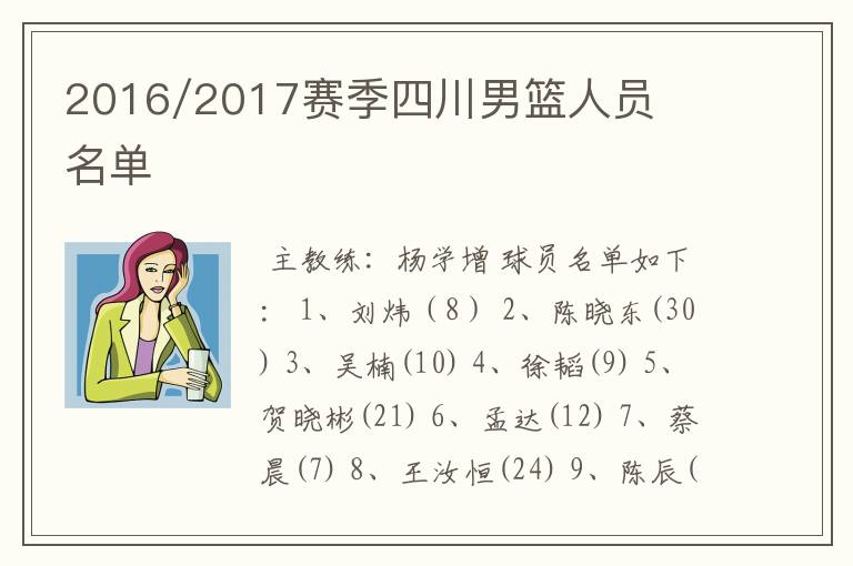 2016/2017赛季四川男篮人员名单