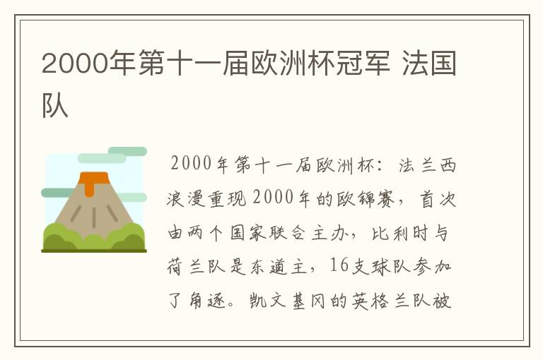 2000年第十一届欧洲杯冠军 法国队