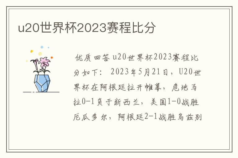 u20世界杯2023赛程比分