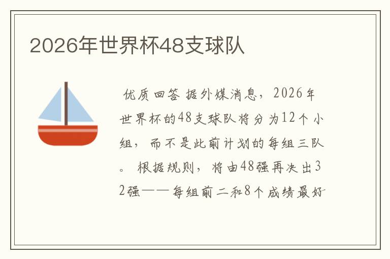 2026年世界杯48支球队