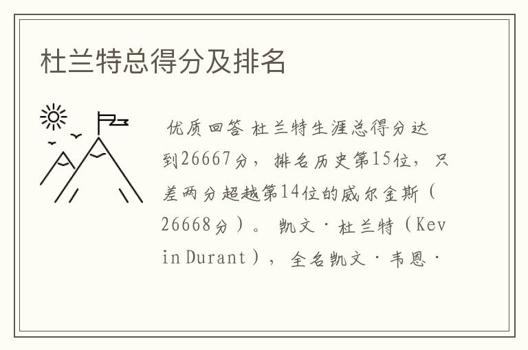 杜兰特总得分及排名