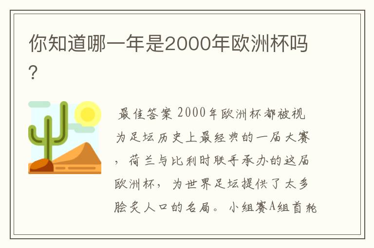 你知道哪一年是2000年欧洲杯吗？