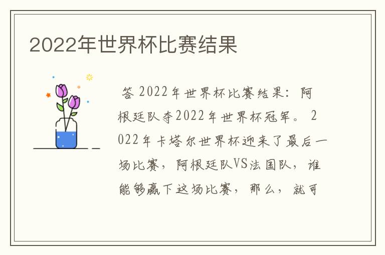 2022年世界杯比赛结果