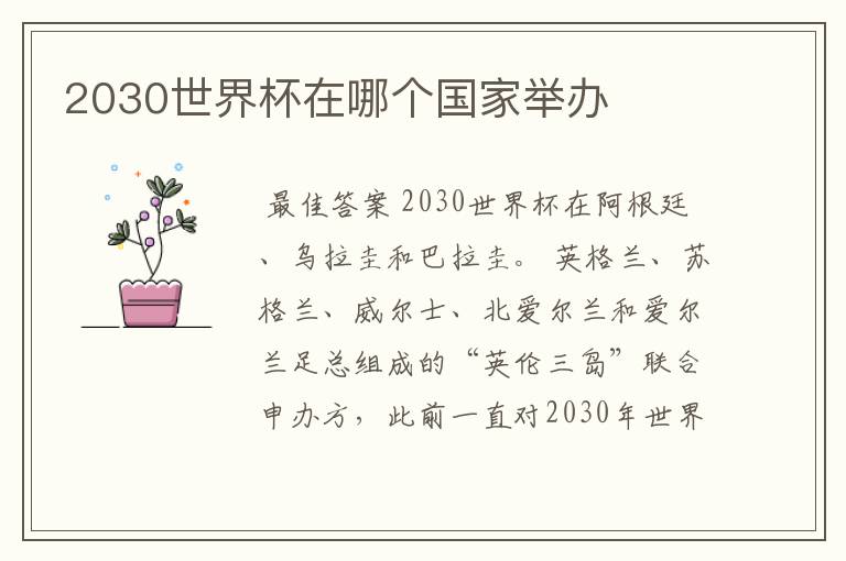 2030世界杯在哪个国家举办