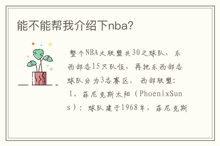 能不能帮我介绍下nba？