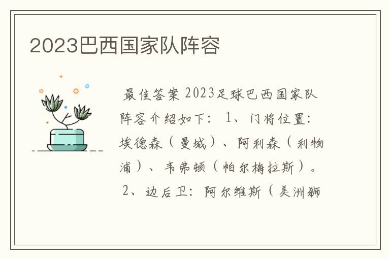 2023巴西国家队阵容