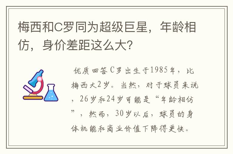 梅西和C罗同为超级巨星，年龄相仿，身价差距这么大？