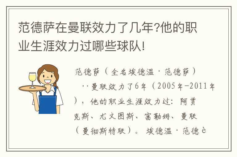 范德萨在曼联效力了几年?他的职业生涯效力过哪些球队!