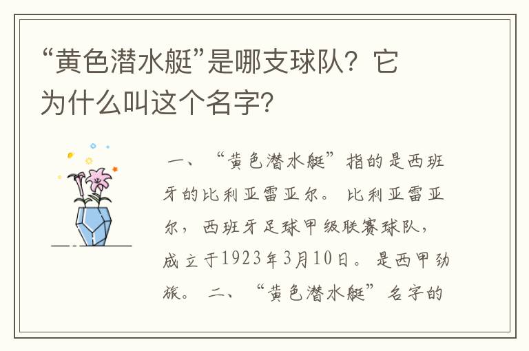 “黄色潜水艇”是哪支球队？它为什么叫这个名字？