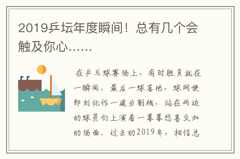 2019乒坛年度瞬间！总有几个会触及你心……