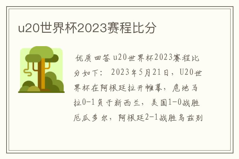 u20世界杯2023赛程比分